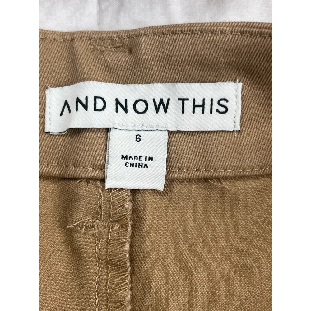 AND NOW THIS Womens Tan Pleated High Waisted Pants Size 6‎ Cotton Blend
